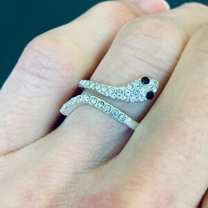 Silver Crystal Wrap Snake Ring
